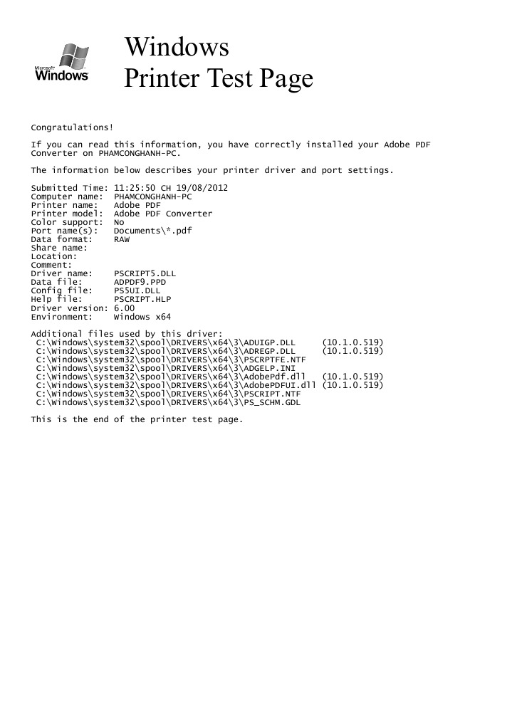 Adobe PDF Converter Test Page Report | PDF