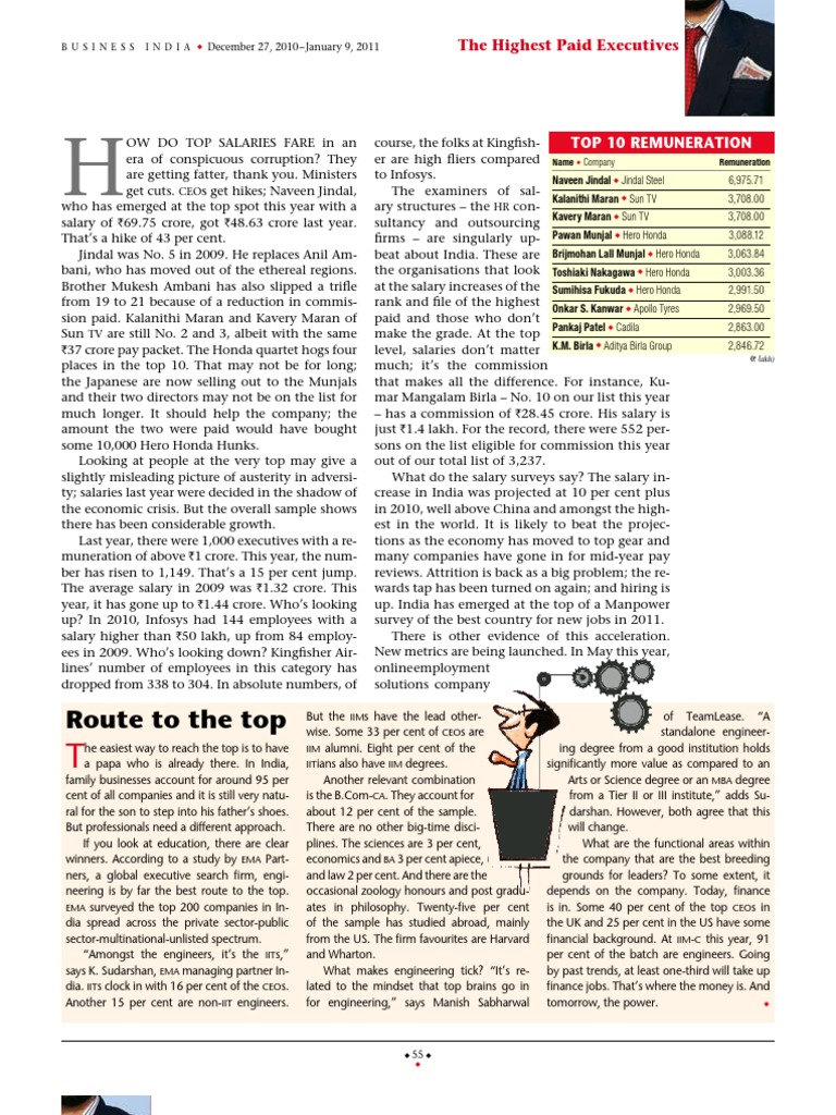 Route To The Top-Highest-Paid Executives | PDF | Employment | Business