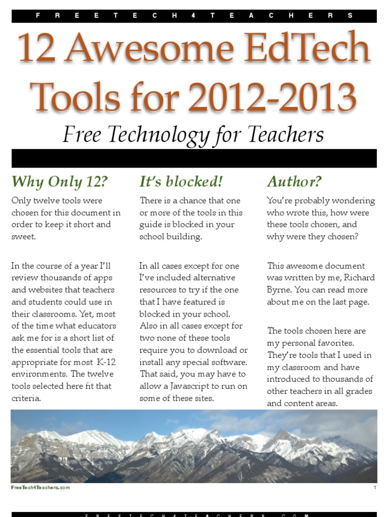 12 Awesome EdTech Tools For 2012-2013 | PDF