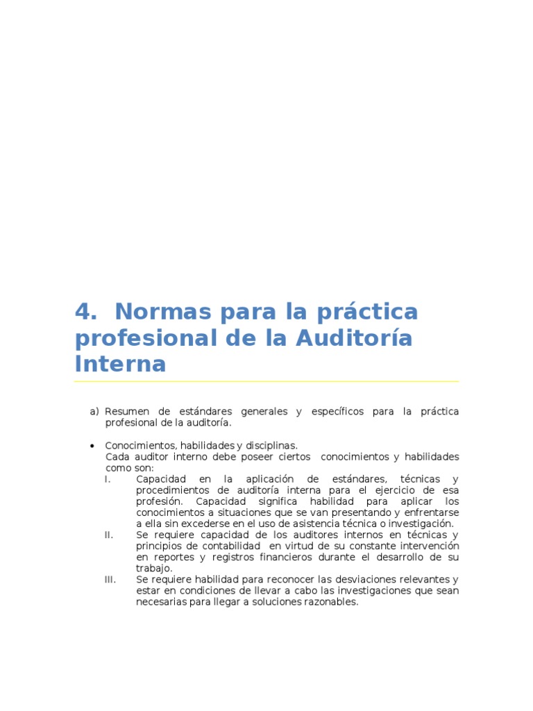 Normas para La Práctica Profesional de La Auditoría Interna | PDF ...