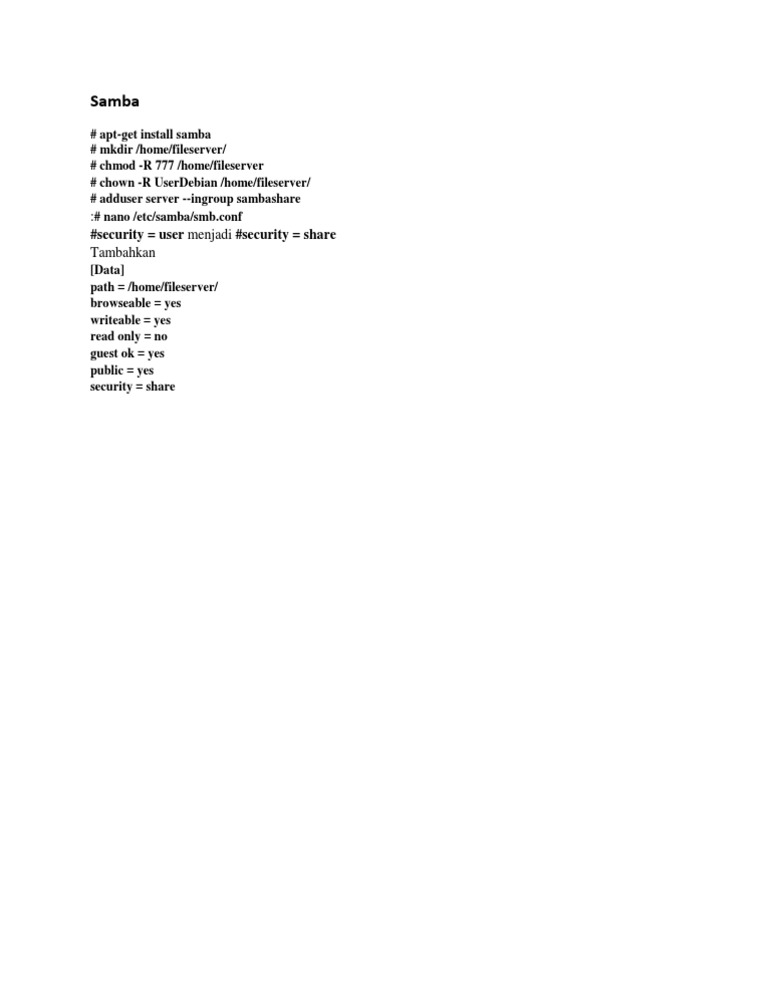 Samba File Server Setup Guide | PDF | Classes Of Computers | Areas Of ...