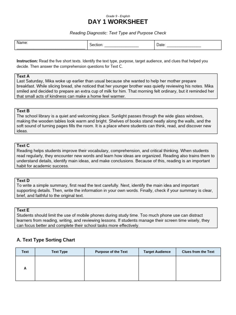 Grade 9 - OPENING BLOCK | PDF | English Language | Paragraph