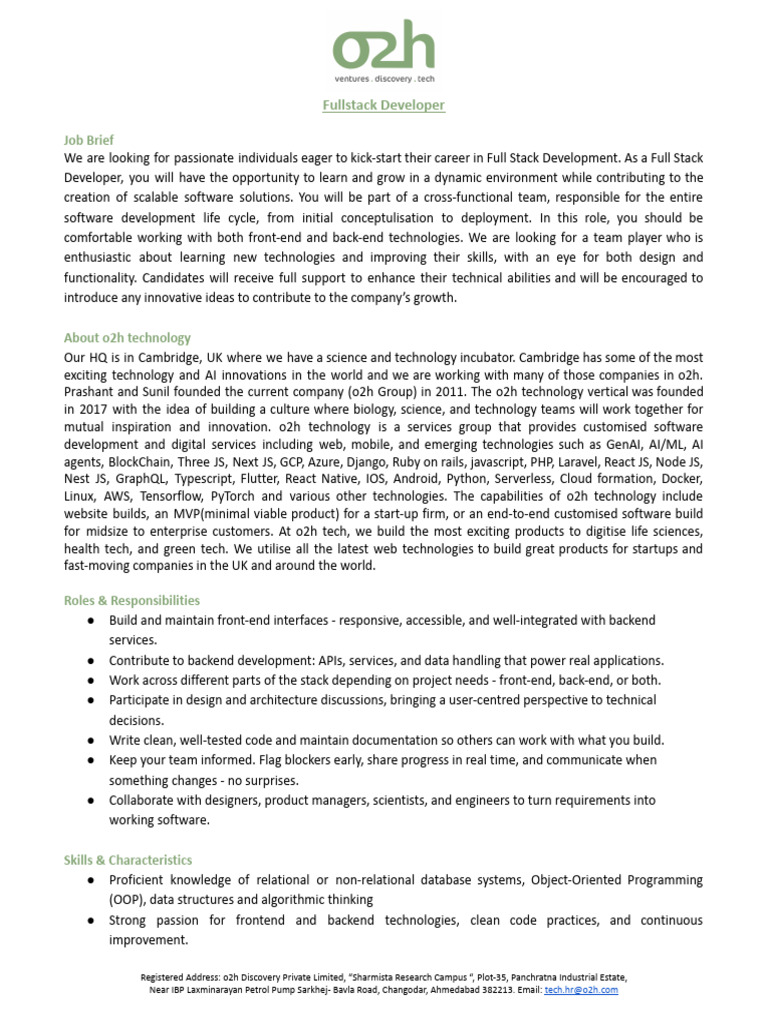 JD - Fullstack - Intern - FY26-27 | PDF | Artificial Intelligence ...