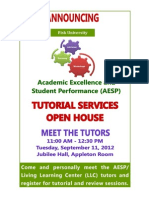 AESP Tutorial Services Open House Sep 11, 2012