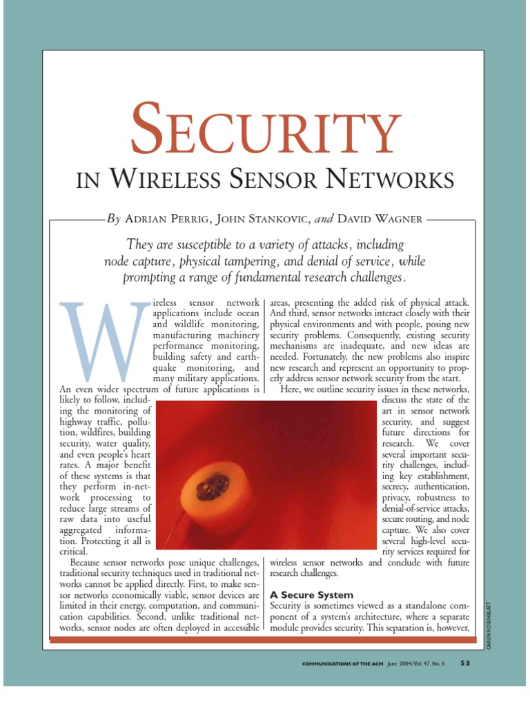 PAper 10 Sensor Networks | PDF | Wireless Sensor Network | Cryptography