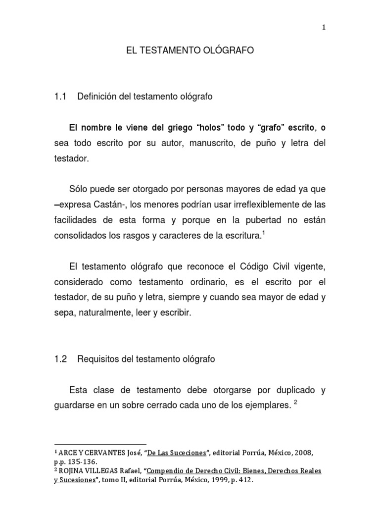 EL TESTAMENTO OLÓGRAFO Voluntad y Testamento Documentos legales