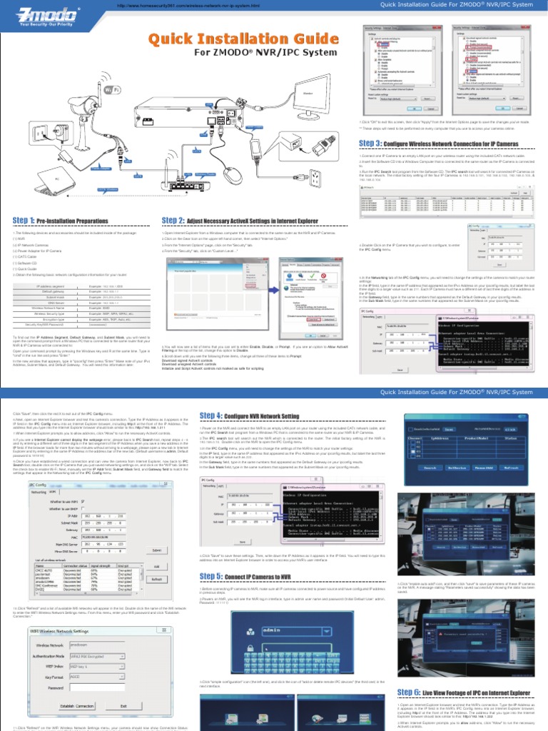 Quick Installation Guide of ZMODO NVR/IPC System PDF