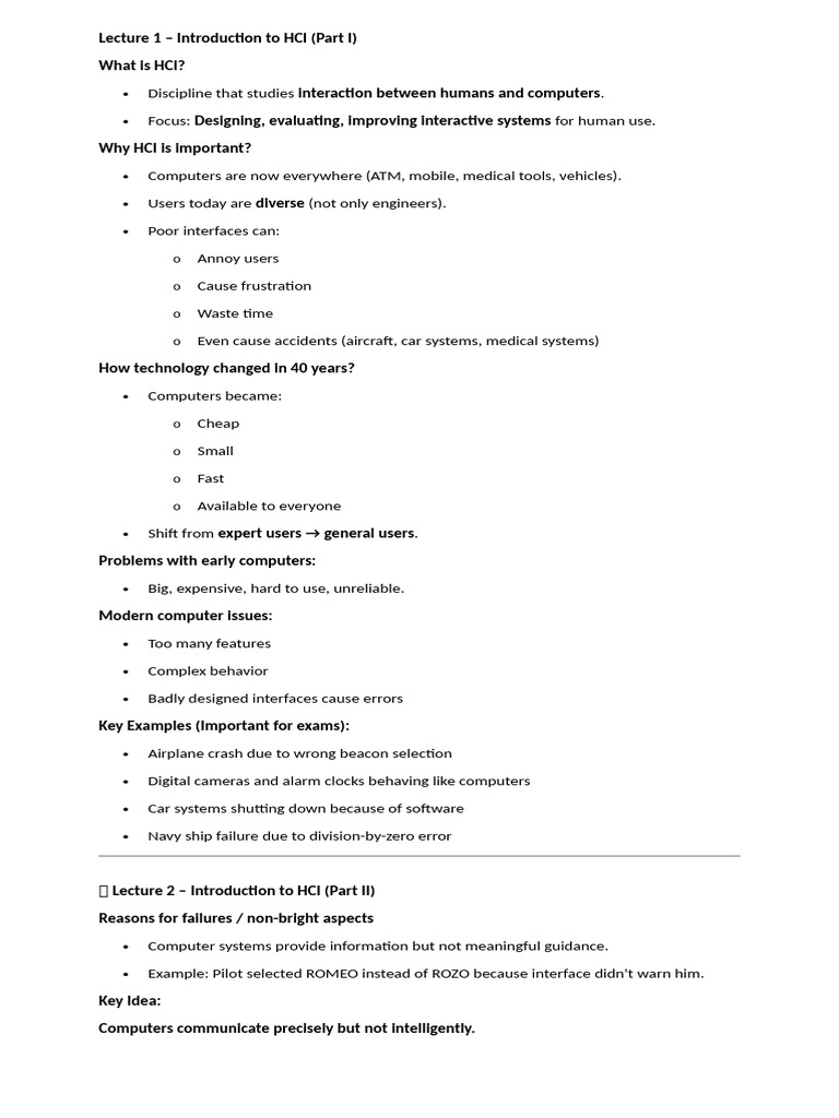 Lecture 1 To 18 Notes | PDF | Human–Computer Interaction | Usability