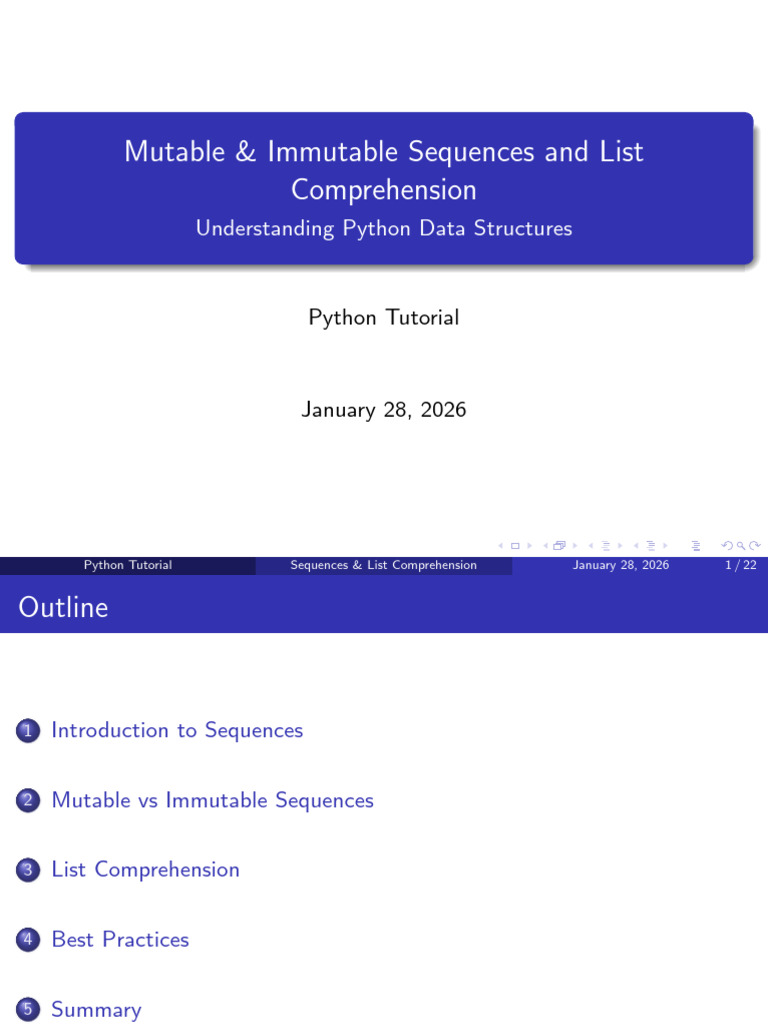 Mutable & Immutable Sequences and List | PDF | Sequence | Python ...