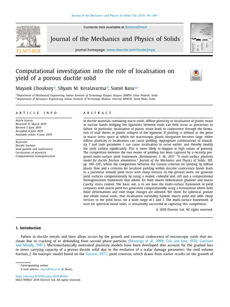 Basu Chouksey JMPS | PDF | Yield (Engineering) | Plasticity (Physics)