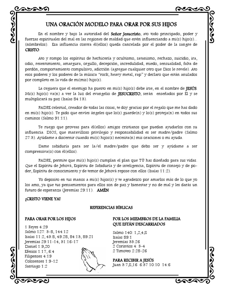 Oración Modelo para Proteger a los Hijos | PDF | Filosofía | Religión y ...