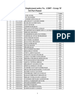 Recruitment Against Employment Notice No. 1/2007 - Group 'D' 3rd Part Pannel