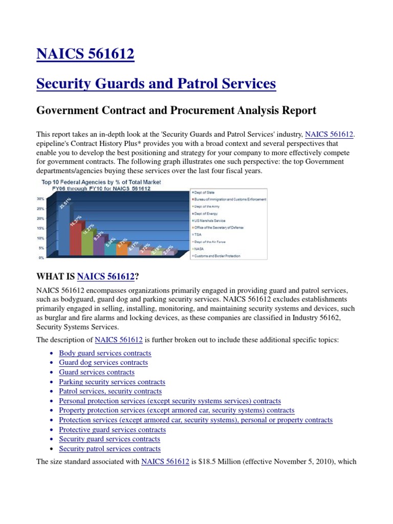 NAICS 561612 Security Guards and Patrol Services PDF Security Alarm Security Guard