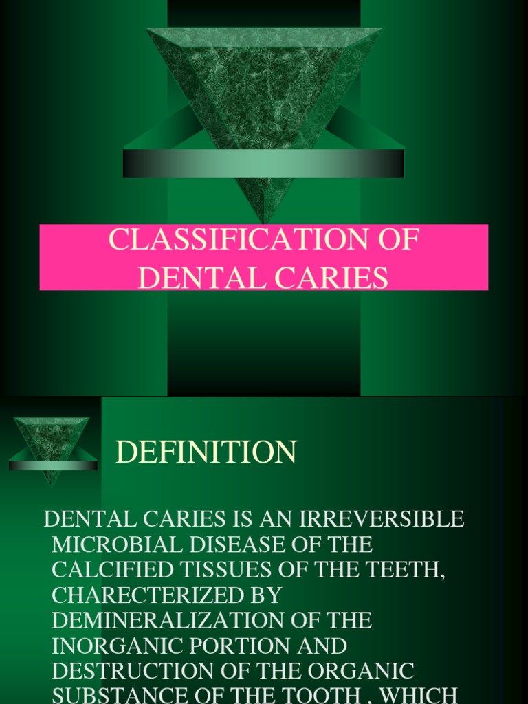 Classification of Dental Caries Tooth Enamel Dentin