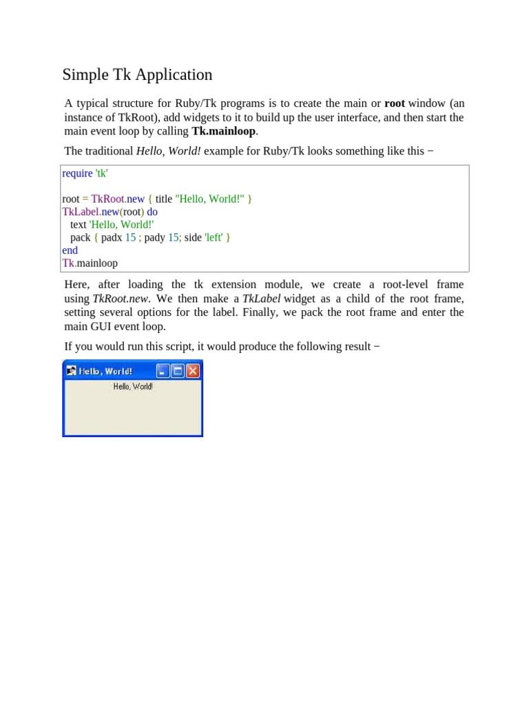 Simple TK Application | PDF | Ruby (Programming Language) | Button ...