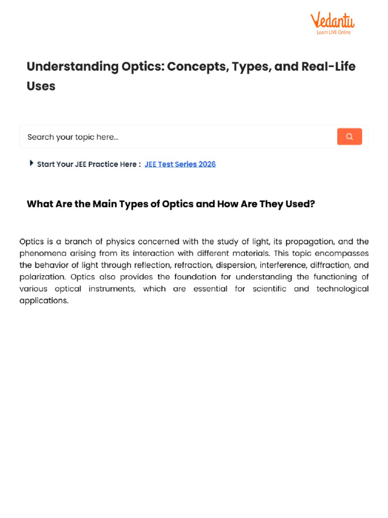 Understanding Optics - Concepts, Types, and Real-Life Uses | PDF