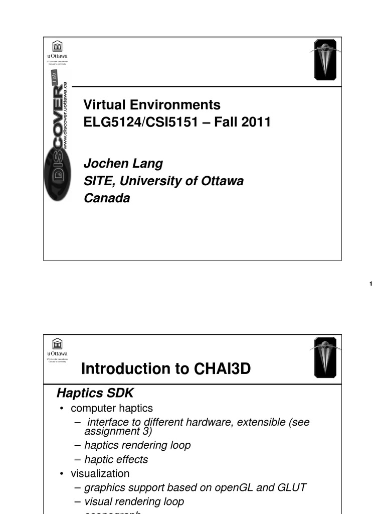 Lectur07 Introduction To CHAI3D 1up | PDF | Rendering (Computer ...