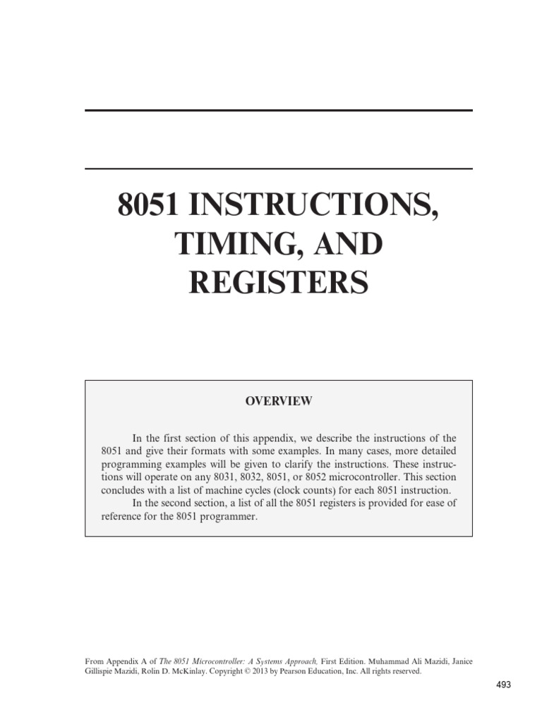 Pearson Mazidi 8051 Instructions and Registers | PDF | Byte | Computer ...