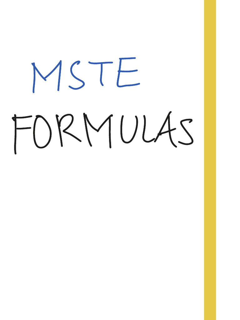 Mste Formulas | PDF | Formula | Volume