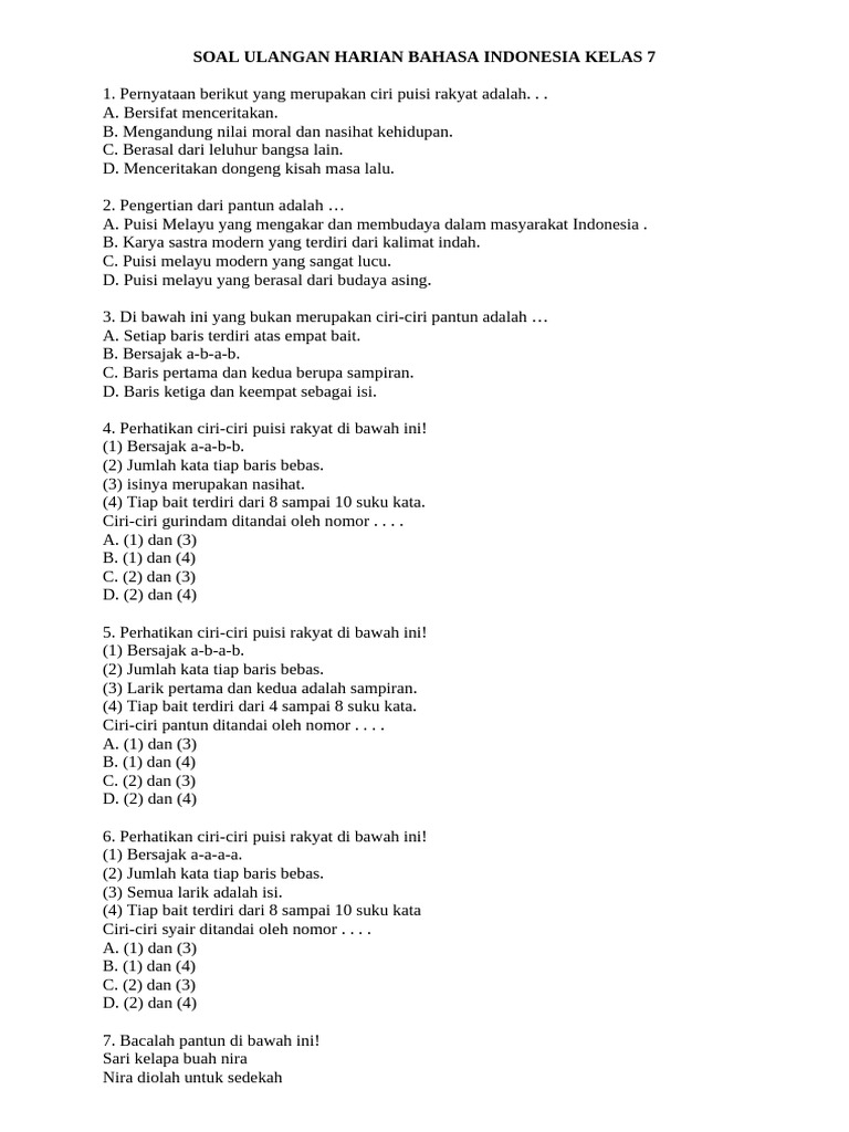 Soal Ulangan Harian Bahasa In…