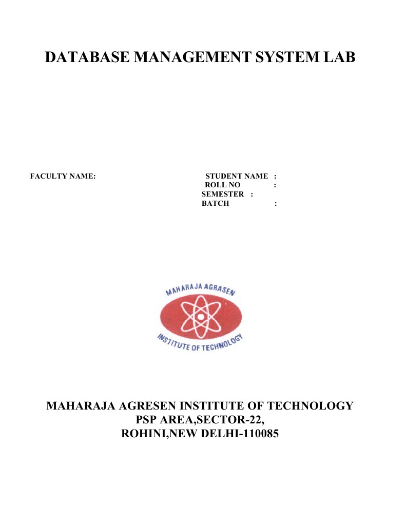 Front Page Ofdbms Lab | PDF
