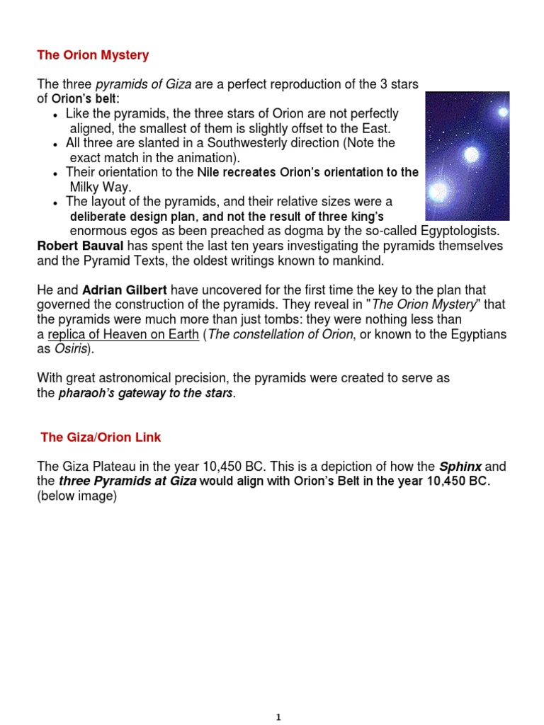 Giza Pyramids and Orion's Belt Alignment | PDF | Egyptology | Ancient Egypt