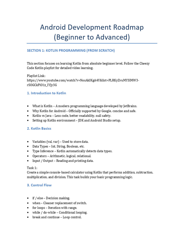 Android Development Roadmap | PDF | Android (Operating System) | Mobile App