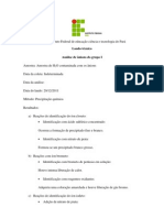 laudo técnico de A.Q.Q. análise do grupo I