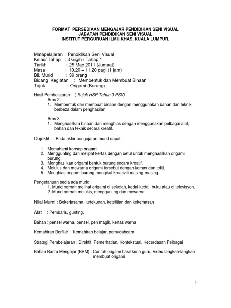 Rph Origami Tahun 3 Pdf