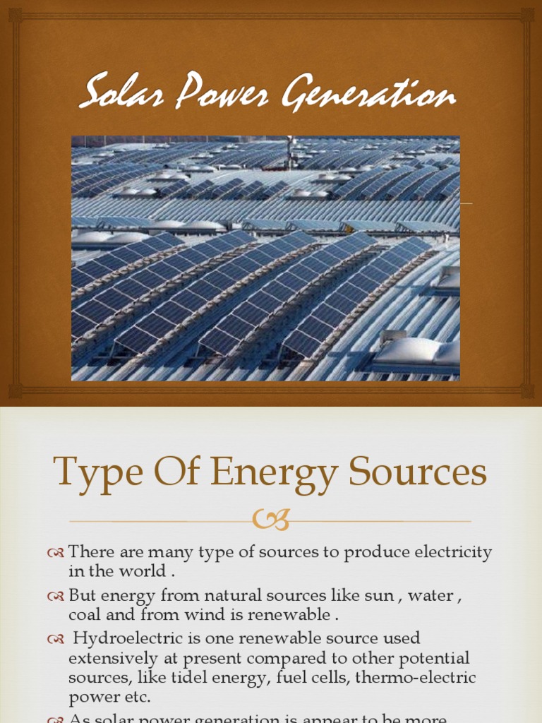 Solar Power Generation PDF Photovoltaics Solar Power