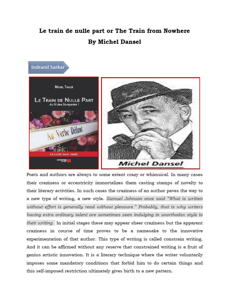 Le Train de Nulle Part or The Train From Nowhere PDF English Literature