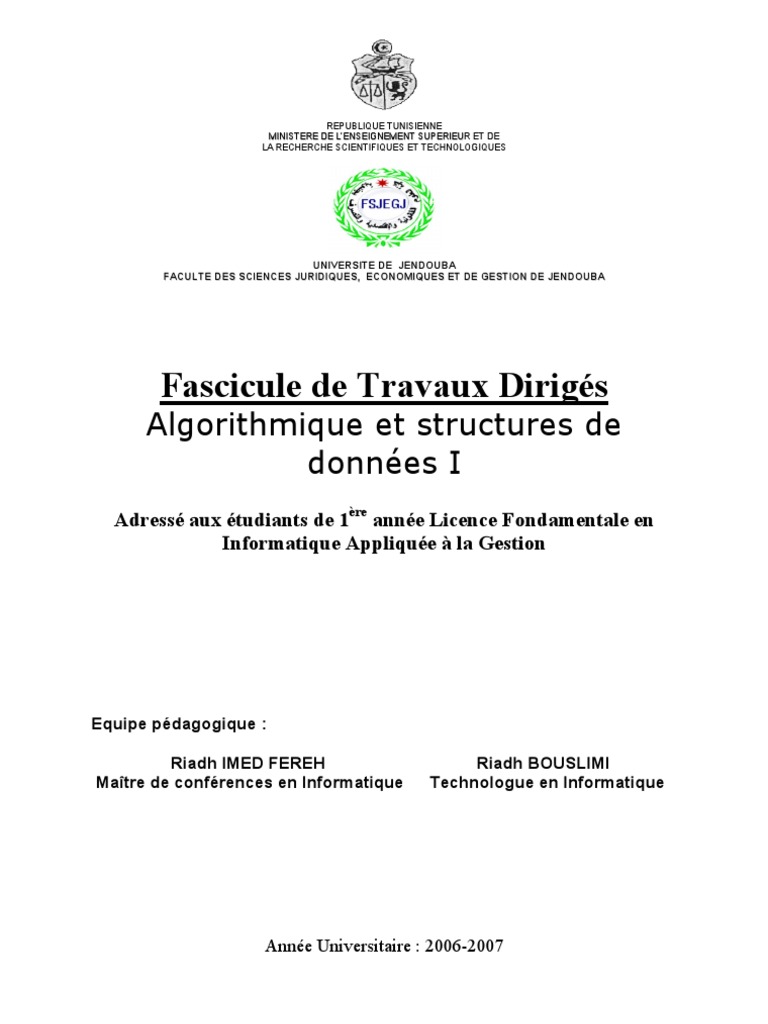 TD Algorithmique et Structures de Données | PDF | Entier naturel ...
