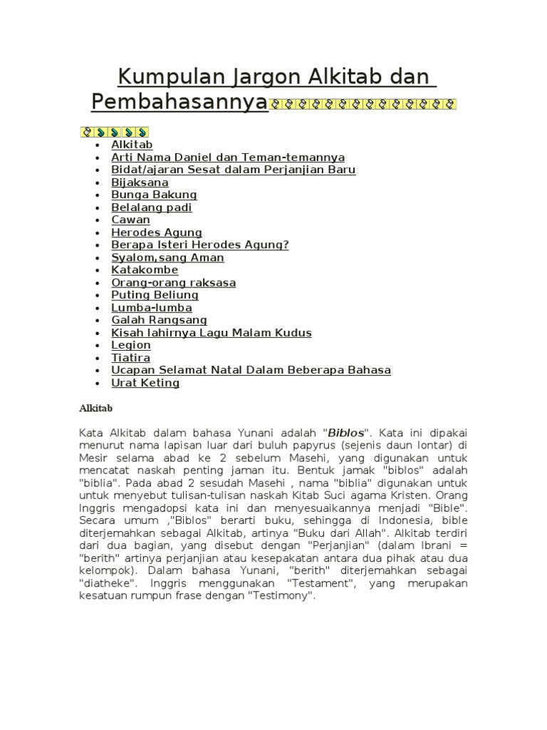 Kumpulan Jargon Alkitab Dan Pembahasannya