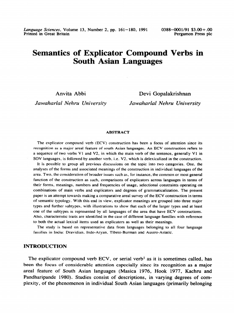 Semantics of Explicator Compound Verbs I | PDF | Verb | Semantics