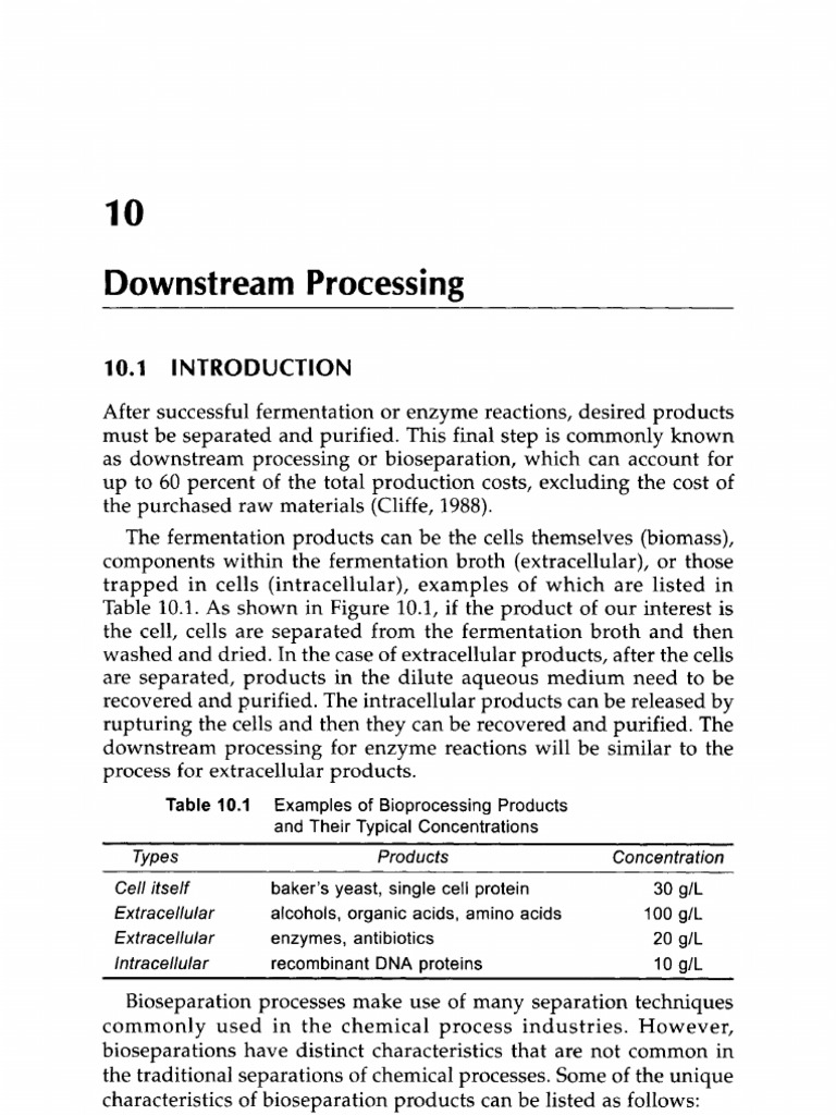 Bioseparation Techniques in Downstream Processing | PDF ...