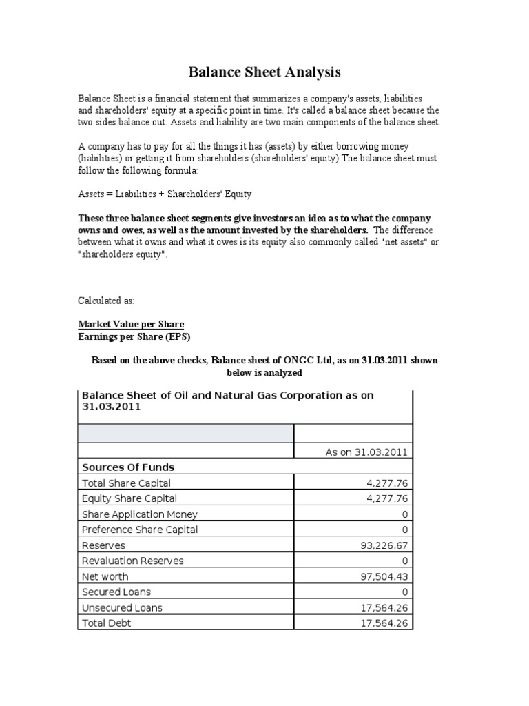 Balance Sheet Analysis PDF Balance Sheet Equity (Finance)