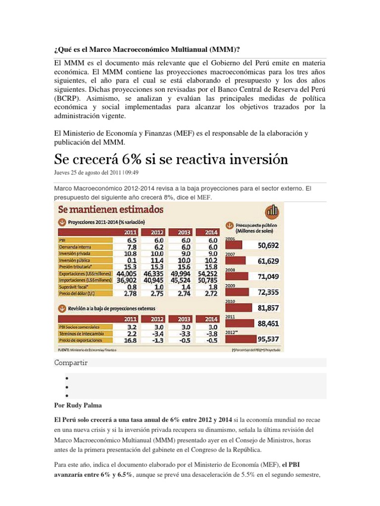 Qué Es El Marco Macroeconómico Multianual PDF Macroeconómica