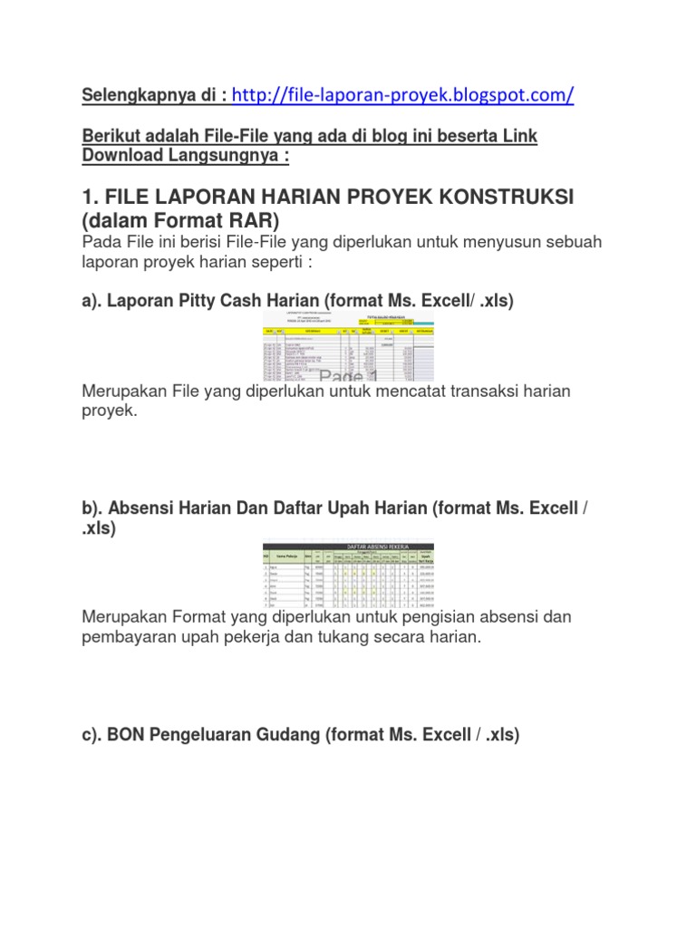 Contoh Laporan Proyek Konstruksi Baik Laporan Harian Mingguan Bulanan Dan Akhir Proyek