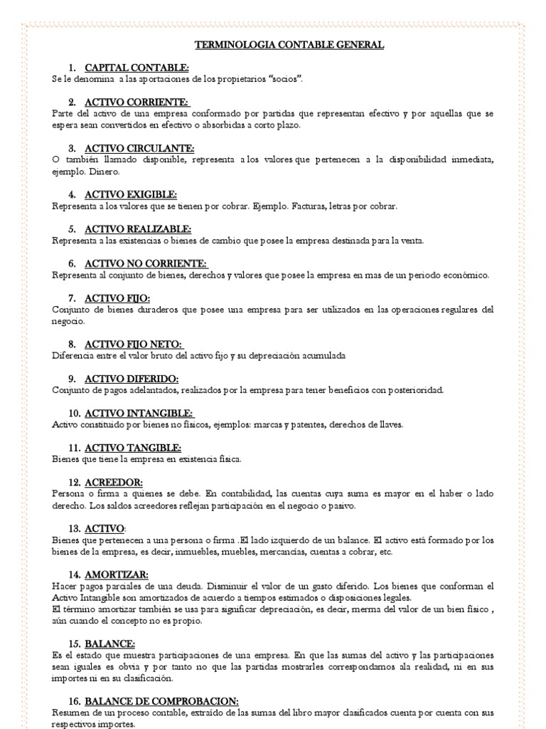 Terminologia Contable General | Descargar gratis PDF | Contabilidad ...