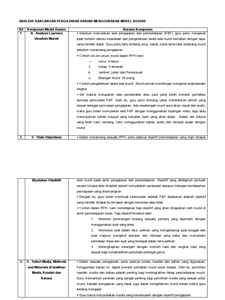 RPH Menggunakan Model ASSURE | PDF | Bisnis