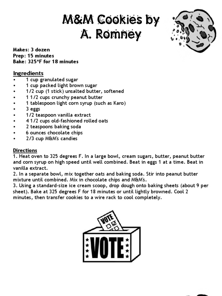 M&M Cookies by A. Romney Ingredients PDF Butter Chocolate Chip