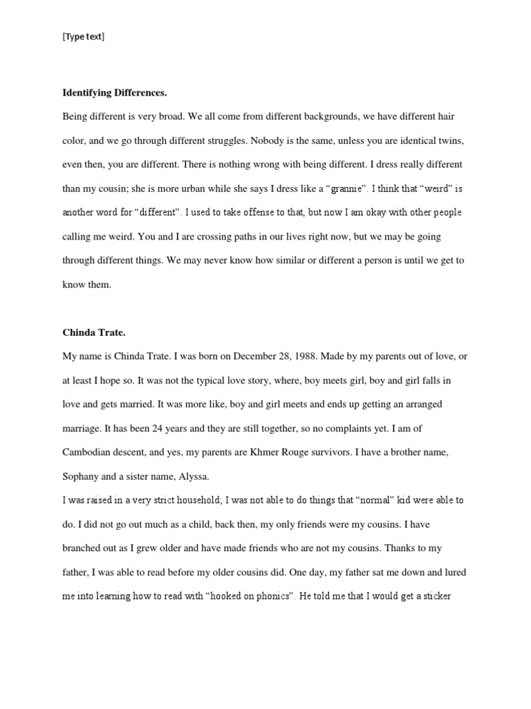 Identifying Differences.: (Type Text) | PDF