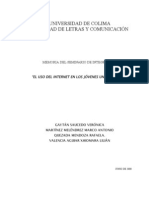 Universidad de Colima Facultad de Letras y Comunicación - "El Uso Del Internet en Los Jóvenes Universitarios"