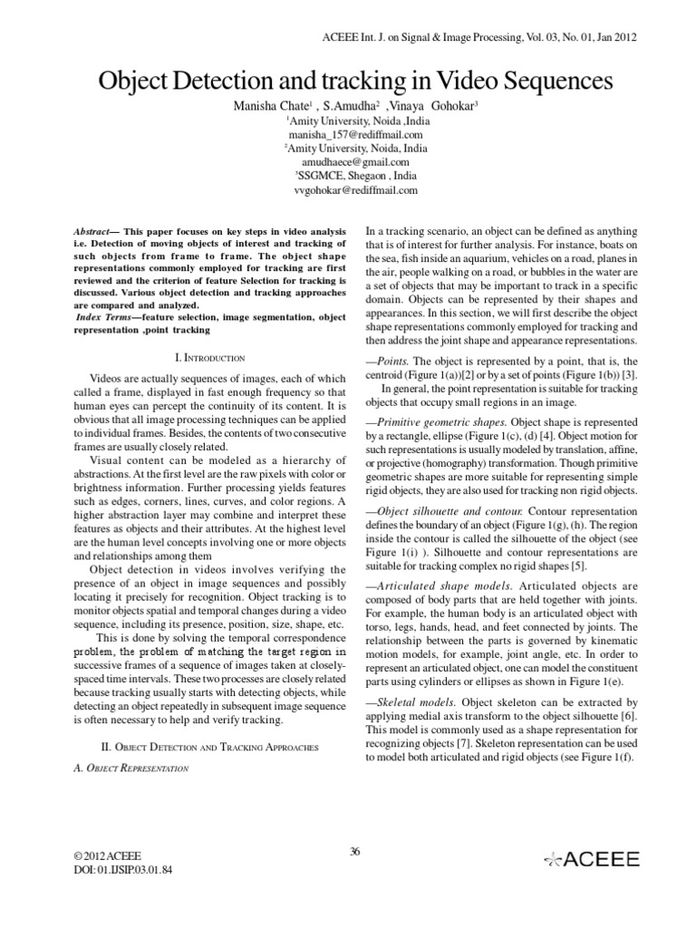 Object Detection and Tracking in Video Sequences | PDF | Image ...
