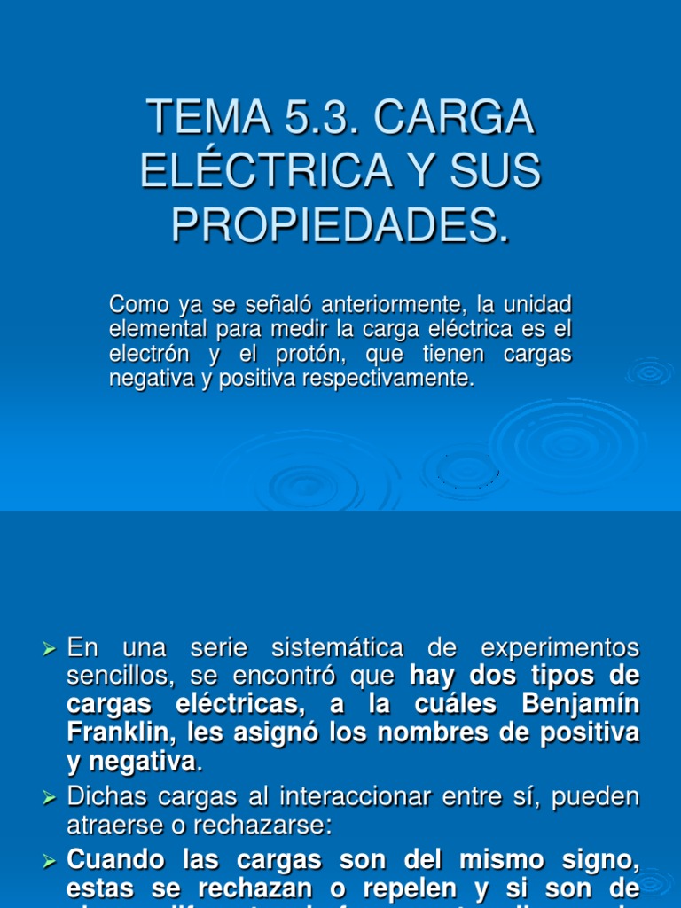 Carga Eléctrica y sus Propiedades Electrón Química