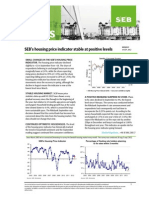 SEB Report: Swedish Housing Price Indicator Stable at Positive Levels