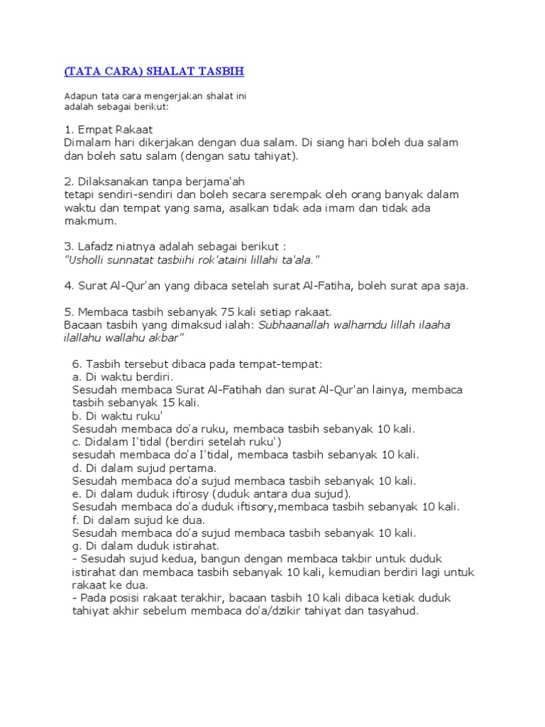 Tata Cara Shalat Tasbih Pdf
