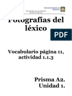 Vocabulario actividad 1.1.3., página 11 (Prisma A2)