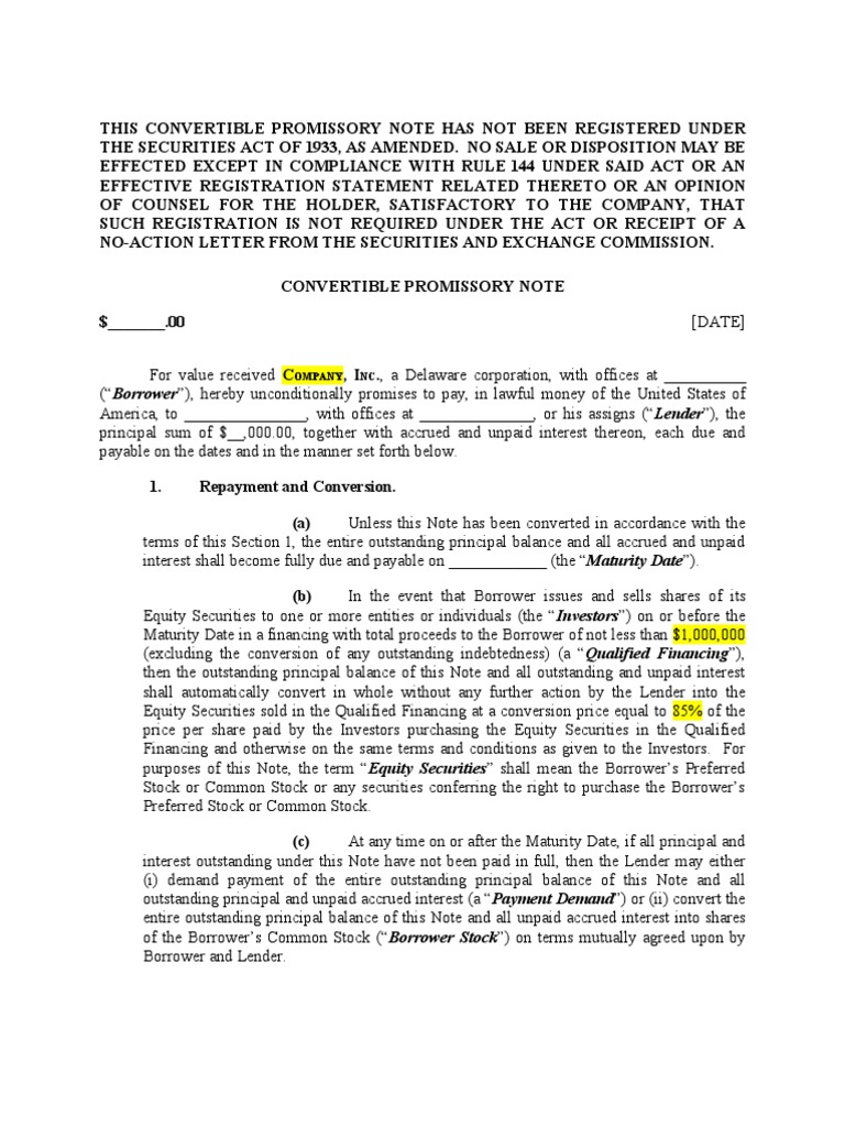 Simple Convertible Note Bonds (Finance) Stocks