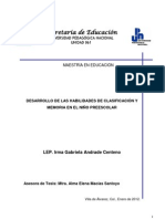 DESARROLLO DE LAS HABILIDADES DE CLASIFICACIÓN Y MEMORIA EN EL NIÑO PREESCOLAR